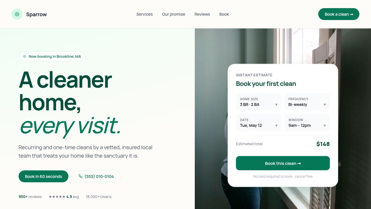 Example Cleaning Service website