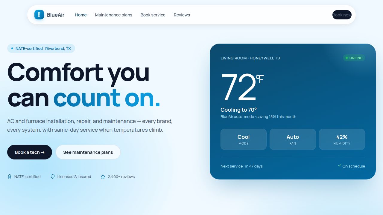 Example HVAC Company website